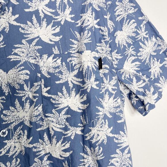 Molokai Surf Co Mens XLarge Blue White Palm Button Down Shirt Aloha Hawaiian - Picture 4 of 8